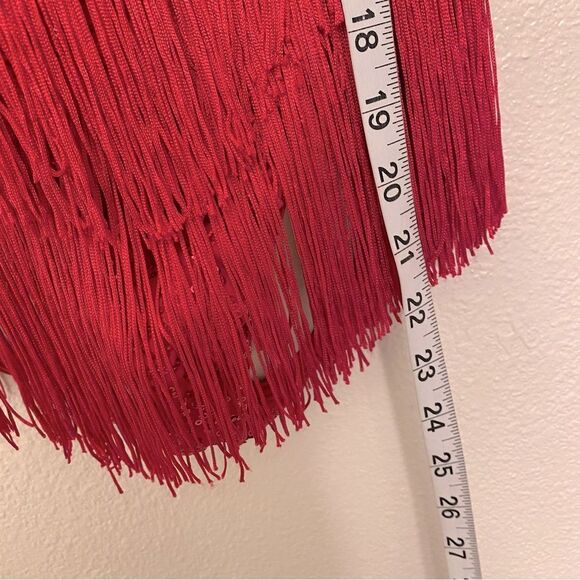 Weissman Dance costume red sequin flapper fringe Fringe Neckline Dress D12490 LC - Picture 9 of 10